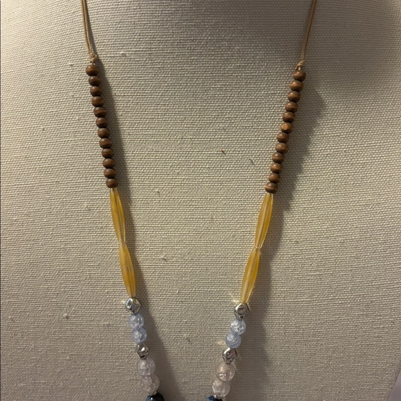 JJill Elegant Beaded Necklace and Bracelet with Blue and Yellow Accents - Picture 3 of 4